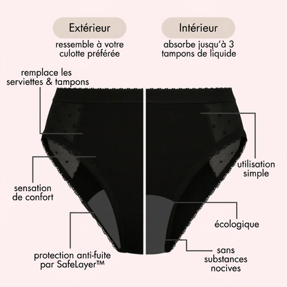 Moonea - Culotte menstruelle échancrée en dentelle