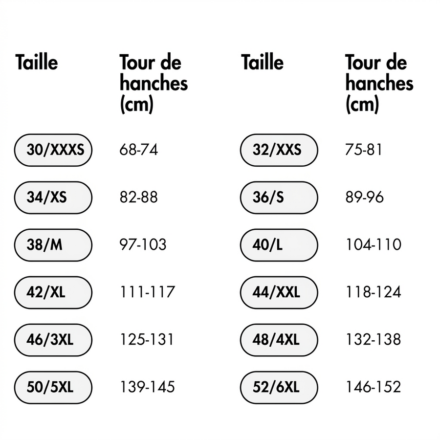 Guide des tailles 